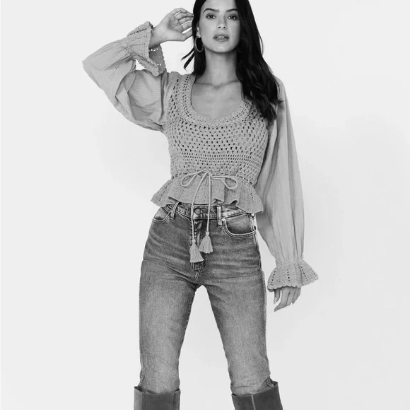 NWT Free People Size XS Megan Crochet top
Black. Open back Puffed sleeves - Picture 7 of 14